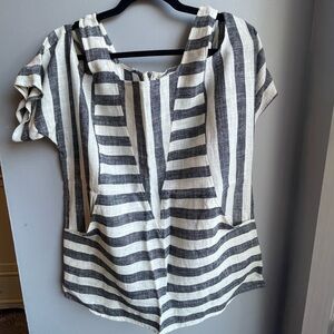 Soft Surroundings Black and White Sailor Collar Blouse